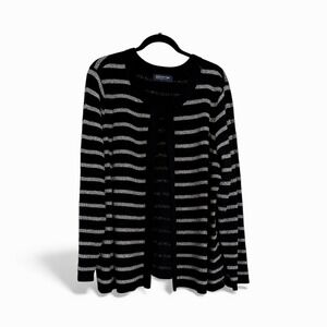 Jones NY Women's Black Metallic Silver thread  Montmartre Holiday Sweater 3X